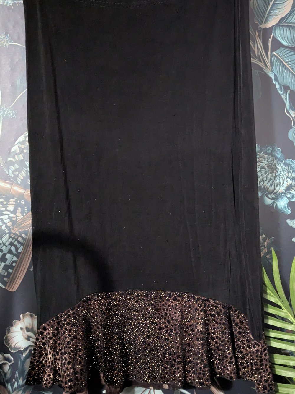 VTG Y2K Made in Heaven Glitter Leopard  Ruffle Midi Skirt Large